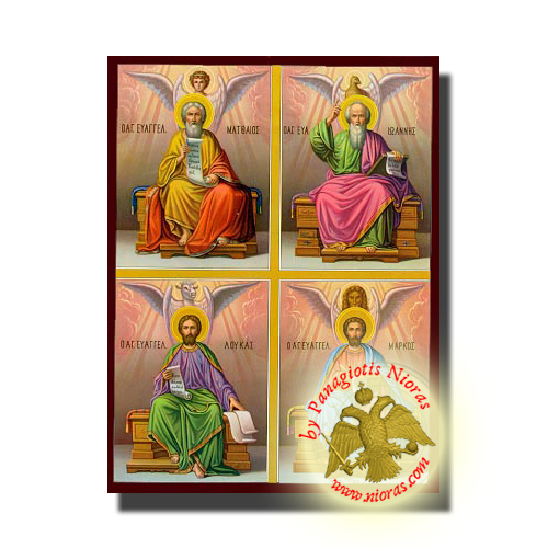 Holy Apostles and Evangelists, Saints Mark, Matthew, Luke and John the Theologian - NeoClassical Art Orthodox Wooden Icon
